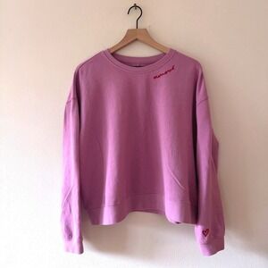 PILCRO Anthropologie 'Amour'‎ Embroidered Crewneck Sweatshirt Lavender Size M